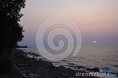 beautiful sunset in the island of crete Stock Photo