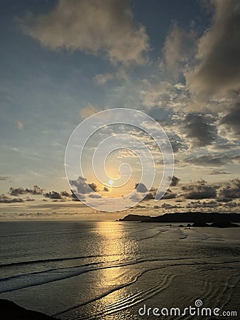 Beautiful sunset on the island of Lombok accompanied by a cool beach breeze Stock Photo