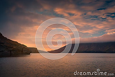 Beautiful sunset at Kleifarvatn lake Stock Photo