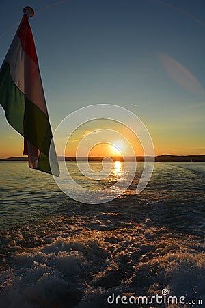 Beautiful sunset at Lake Balaton Stock Photo