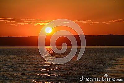 Beautiful sunset at Lake Balaton Stock Photo