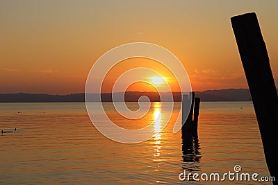 Sweet sunset on the lake Stock Photo