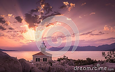 Beautiful sunset in Makarska, Croatia Stock Photo