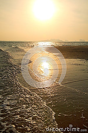 Beautiful sunset at Nai Harn Beach, Rawai, Phuket, Thailand Stock Photo