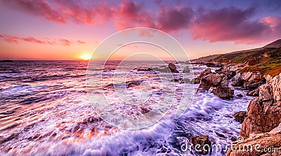 Beautiful sunset over California coast Stock Photo