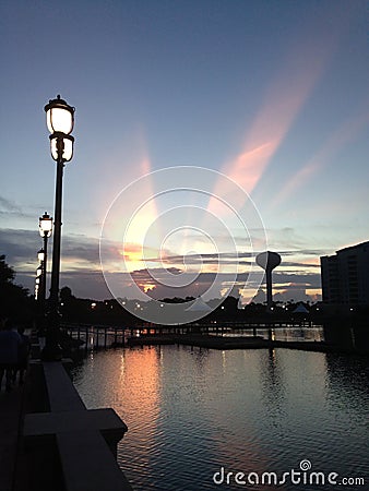 The Sunset over the Cranes Roost in Altamonte Springs, Florida. Stock Photo