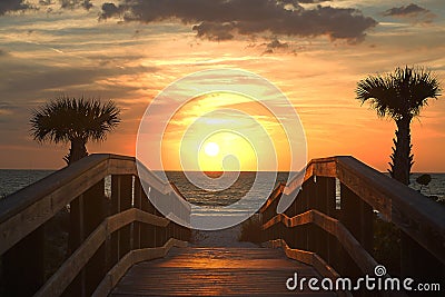 Sunset Over The Gulf of Mexico Stock Photo