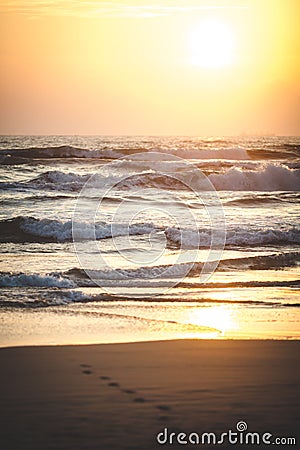Beautiful sunset over the ocean. Sunrise in the sea. Stock Photo