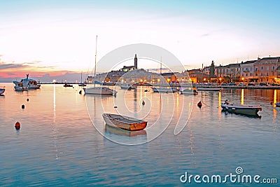 Beautiful sunset over Rovinj, Croatia Stock Photo