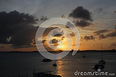 Beautiful sunset on St. Maarten, Caribbean Stock Photo