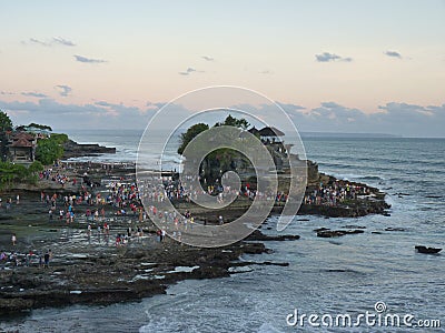 Beautiful sunset. Pura Tanah. Bali Editorial Stock Photo