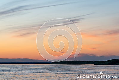 Beautiful sunset on the river. Stock Photo
