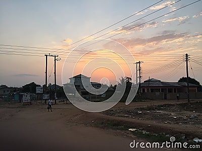 Beautiful sunset in rural ghana Editorial Stock Photo