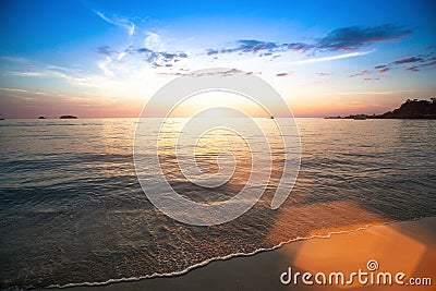 Beautiful sunset and sea beach in Thailand. Nature. Stock Photo