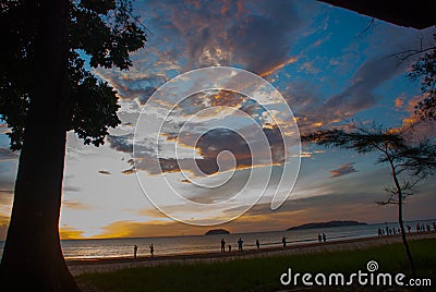 Beautiful sunset on the sea. Malaysia. Kota Kinabalu Stock Photo