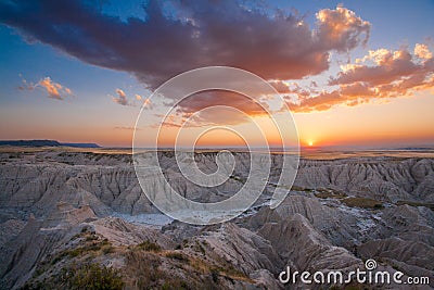 Sunset at Toadstool State Park in Nebraska Stock Photo