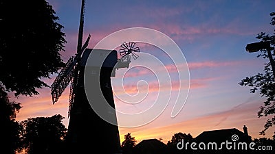 Beautiful sunset at Shirley Windmill Stock Photo