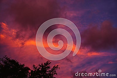 Beautiful sunset in the sky in the evening Stock Photo