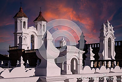 Sunset at San Felipe Neri monastery in Sucre, Bolivia Stock Photo