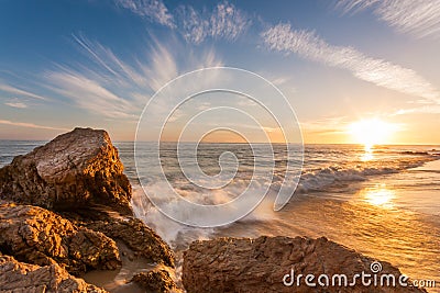 Beautiful sunset at southern california beach Stock Photo