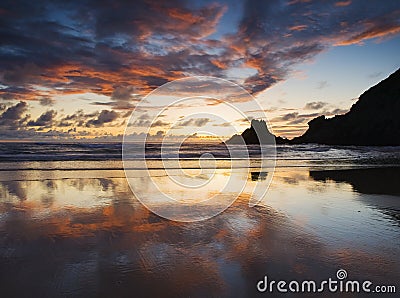 Beautiful sunset in a spanish beach Stock Photo