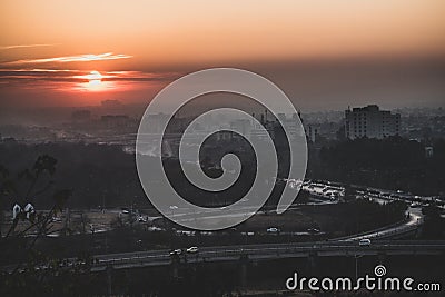 Beautiful sunset in the streets of Islamabad, Pakistan Stock Photo