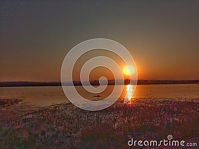 Sunset time attractive view. Evening. Stock Photo