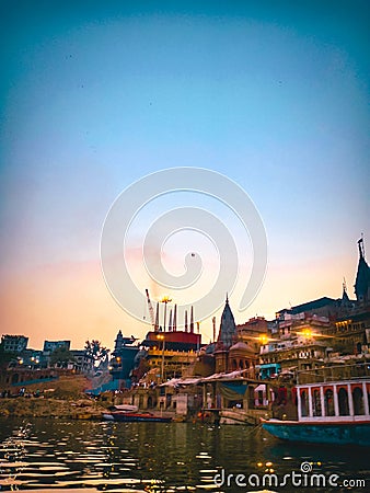 Beautiful sunset view Varanasi Stock Photo