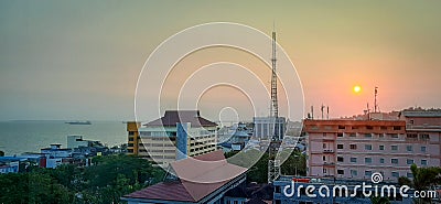 beautiful sunsets in the city of Balikpapan Editorial Stock Photo