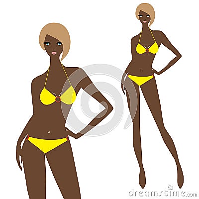 Beautiful suntanned woman Vector Illustration