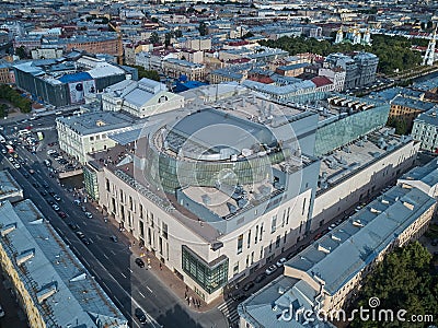 Beautiful super-wide angle aerial view of Mariinsky theatre, Saint-Petersburg, Russia. Stock Photo