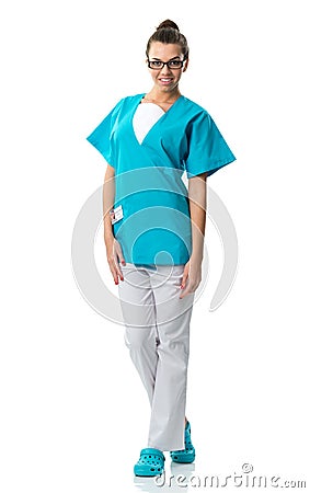 Beautiful surgeon portrait,with glasses Stock Photo