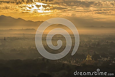 Beautiful surise view of landscape in bagan myanmar Stock Photo