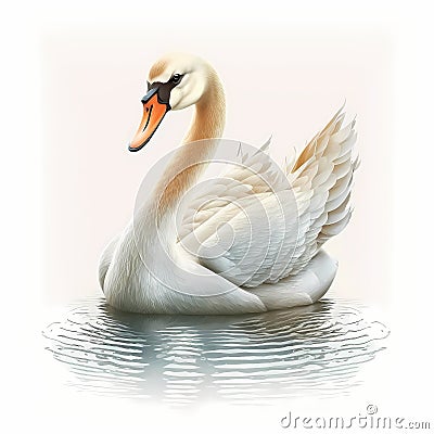 Beautiful Swan Full Body Illustration. Generative AI Stock Photo