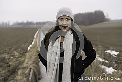Beautiful Swedish caucasian teen girl outdoors Stock Photo