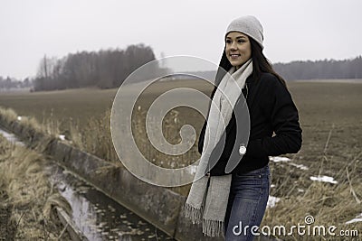 Beautiful Swedish caucasian teen girl outdoors Stock Photo