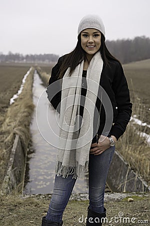 Beautiful Swedish caucasian teen girl outdoors Stock Photo