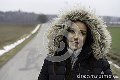 Beautiful Swedish caucasian teen girl outdoors Stock Photo