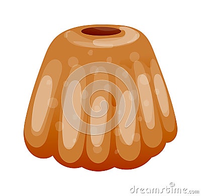 Beautiful sweet chocolate cake, glaze served as a dessert. Vector Illustration