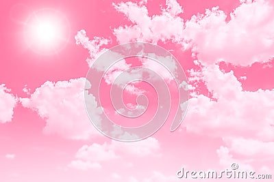 Beautiful Sweet Sky cloud pink love cute color tone for wedding card background Stock Photo