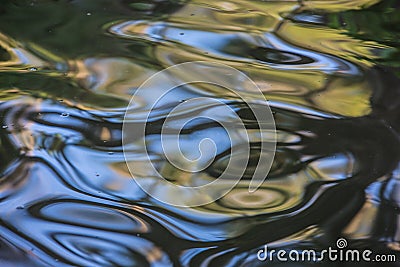 Swirls and ripples in Water with Pantone Blue and Gold Reflections Stock Photo