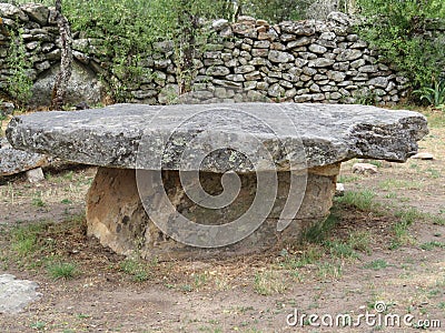 Beautiful table of natural stone of great size very old Stock Photo