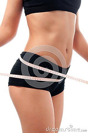 Beautiful tanned female body from the side Stock Photo