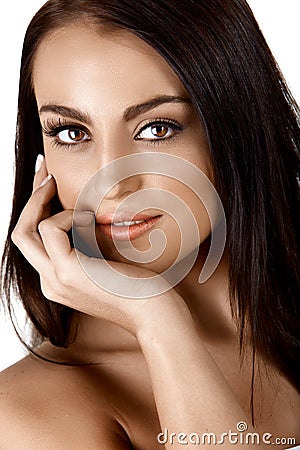 Beautiful tanned woman Stock Photo