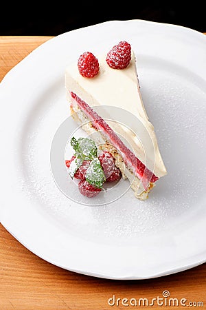 Beautiful tasty raspberry cheese cake Stock Photo