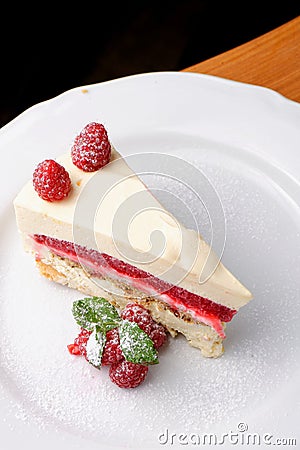 Beautiful tasty raspberry cheese cake Stock Photo