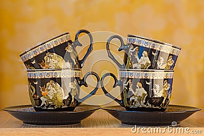 Beautiful tea cups and saucers Stock Photo