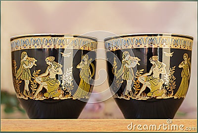 Beautiful tea cups and saucers Stock Photo