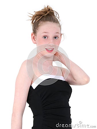 Beautiful Teen In Black Formal Dress Stock Photo