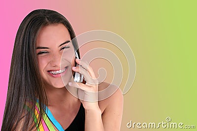 Beautiful Teen With Cellphone Stock Photo